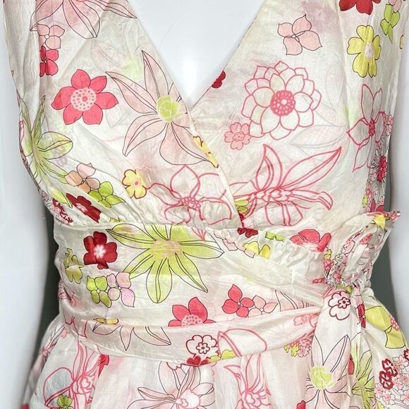 Vintage Faux Wrap Floral Print V-Neck 100%Silk Peplum Hem Top Size Small - Picture 12 of 14